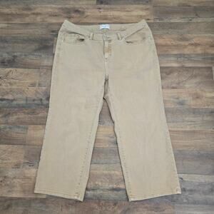 Lane Bryant Women's Size 16 Khaki Mid Rise Straight Crop Jeans Flex Magic Waist